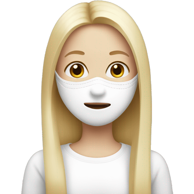 Blond girl with straight hair wearing a white mask  emoji