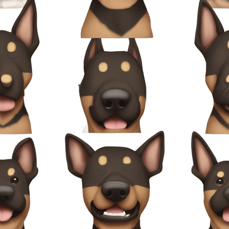 Black and brown striped Belgian malinois dog with floppy ears emoji