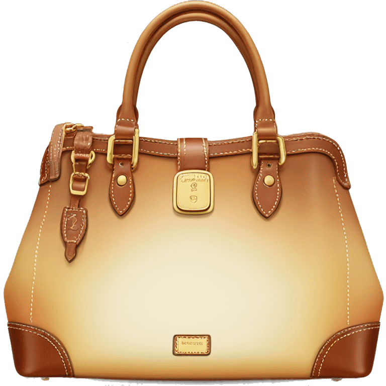 Realistic cream to tan ombre dooney and bourke satchel purse.  emoji