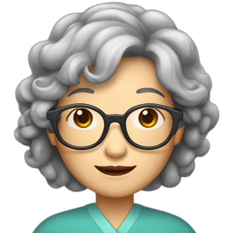 Chinese senior lady with long wavy hair wear glasses show thank you gesture emoji