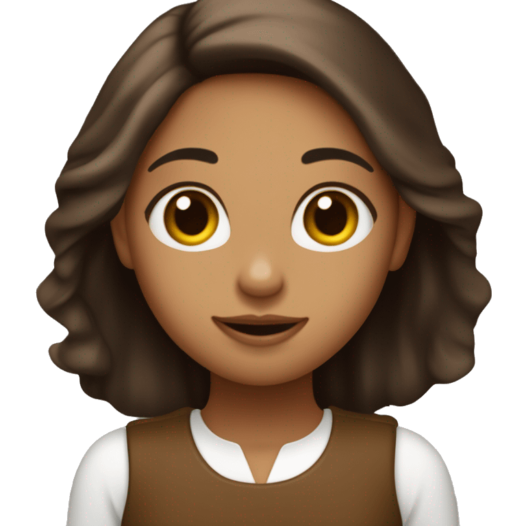 fille au cheveux lisse et marron foncé d'une peau claire qui fais un cœur avec ses mains  emoji