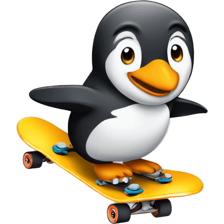 Penguin skate boarding  emoji