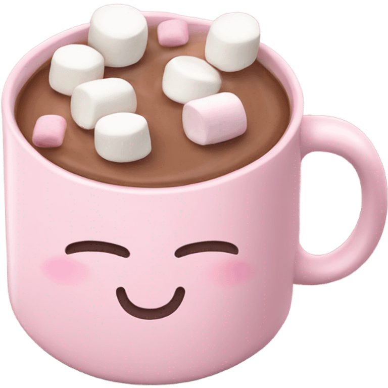 Light Pink mug of hot chocolate with marshmallows  emoji