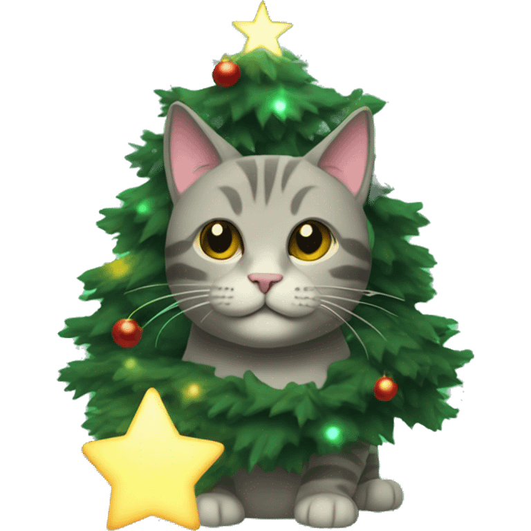 Cat with Christmas tree glowing in the dark  emoji