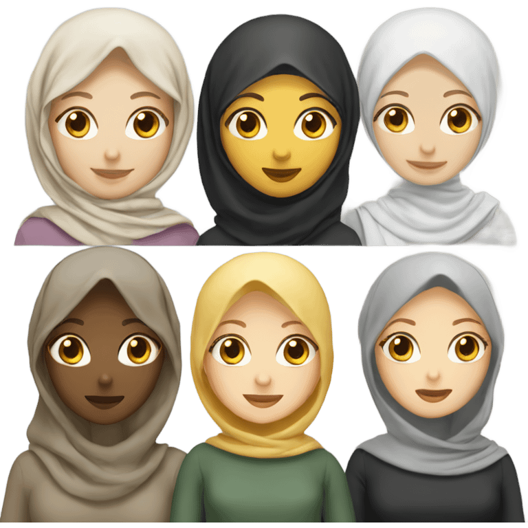 Three girls, one blonde one brunette and one with hijab  emoji