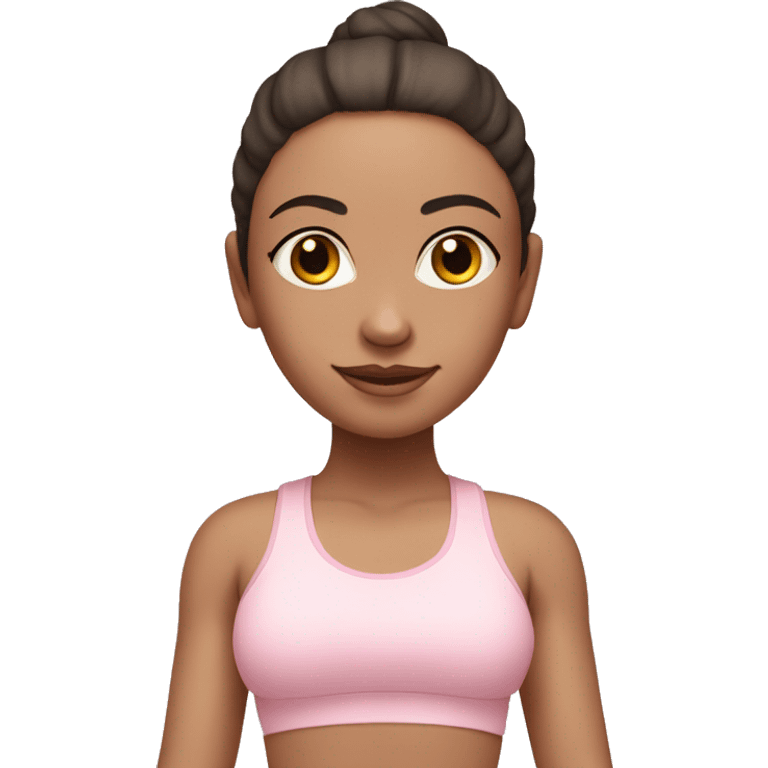 white brunette yoga girl in light pink yoga outfit emoji