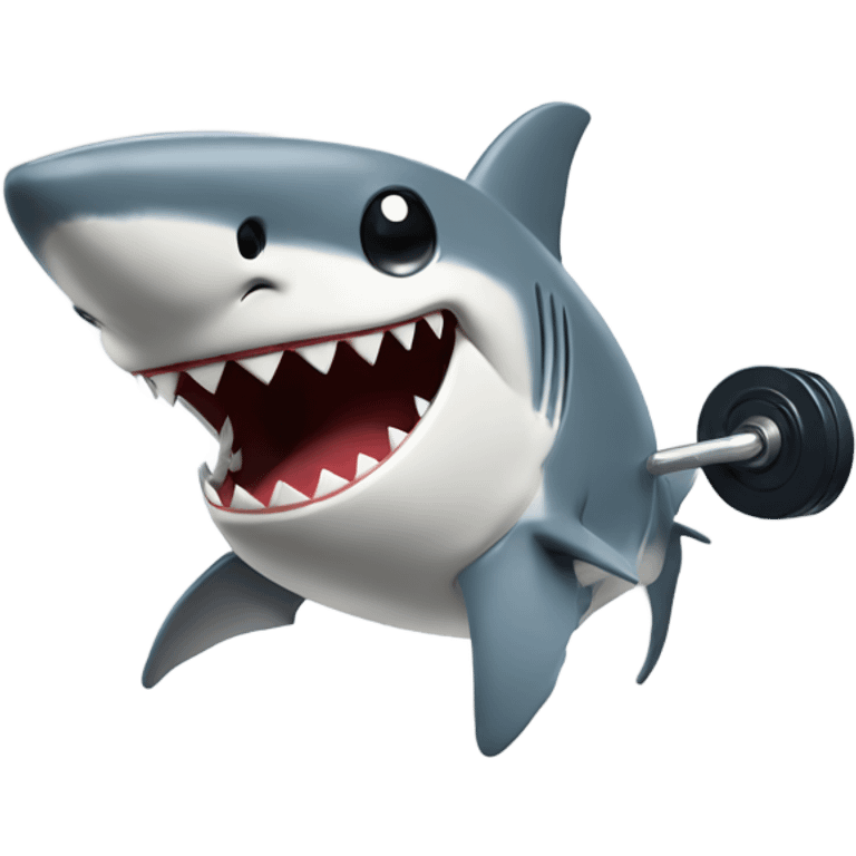 Shark lifting dumbbells  emoji