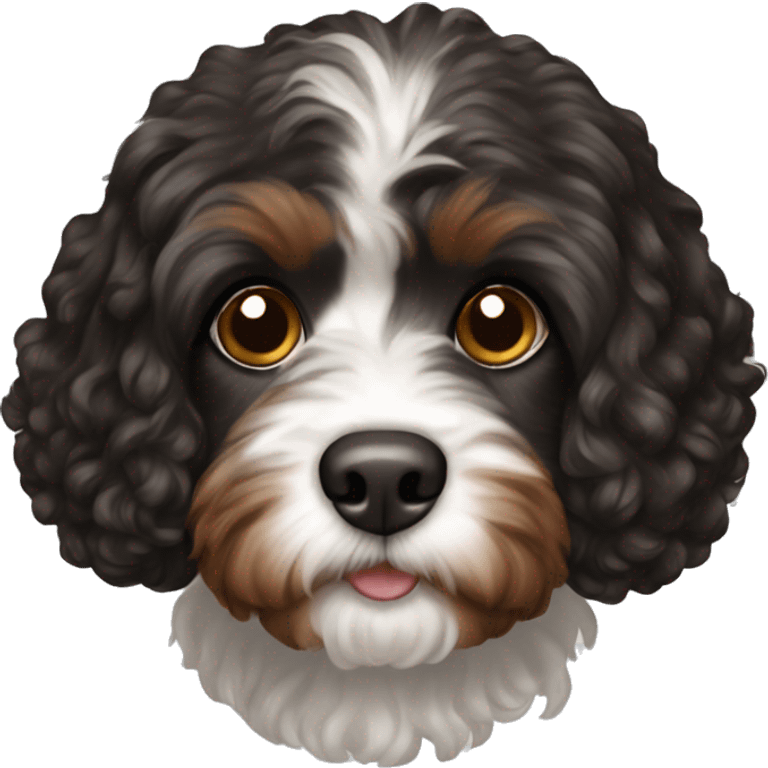 black brown and white cavapoo emoji