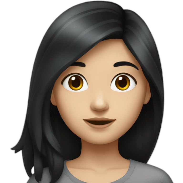 white young girl with black hair emoji