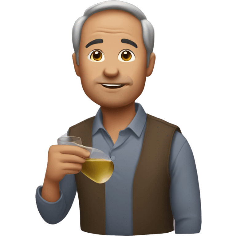  Man drinking wines and eating egg roll emoji