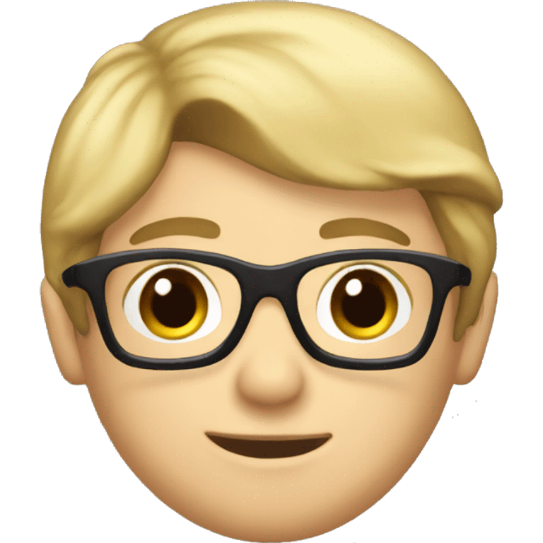 blonde boy with brown mullet, pilot glasses and beanie emoji