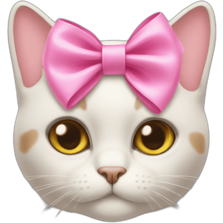 a cat with a pink bow emoji