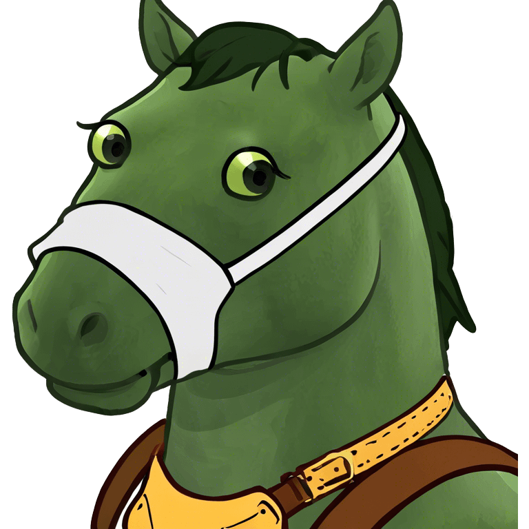 Horse wearing mask emoji