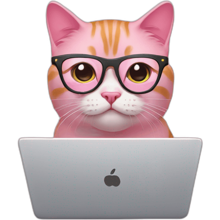 pink british cat with glasses and the laptop emoji