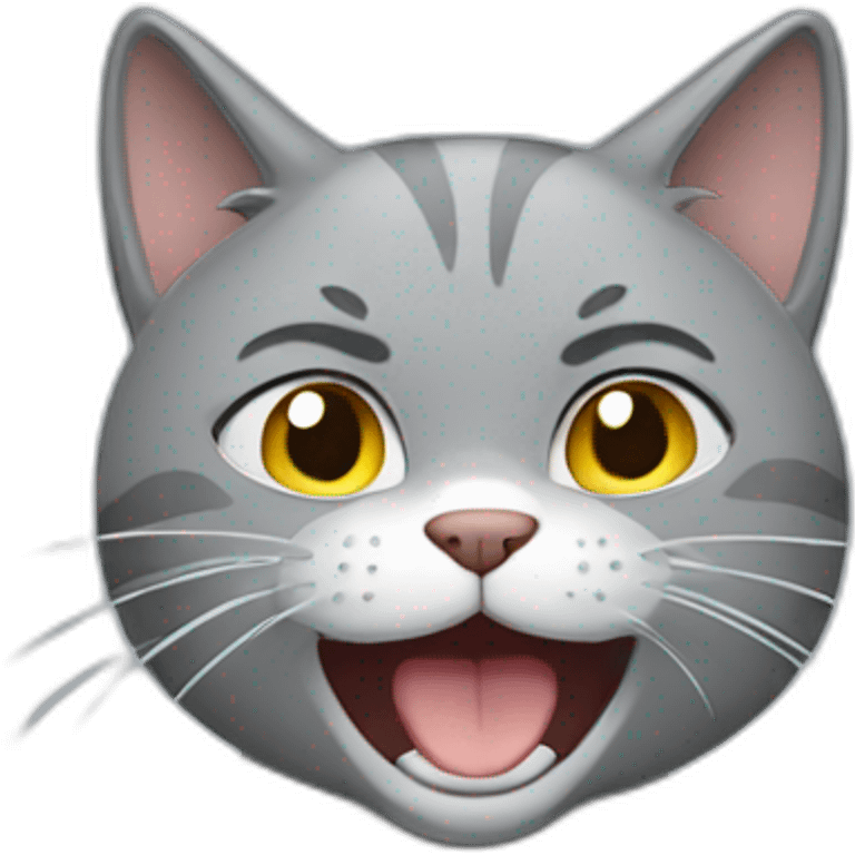 Grey cat crying happy emoji