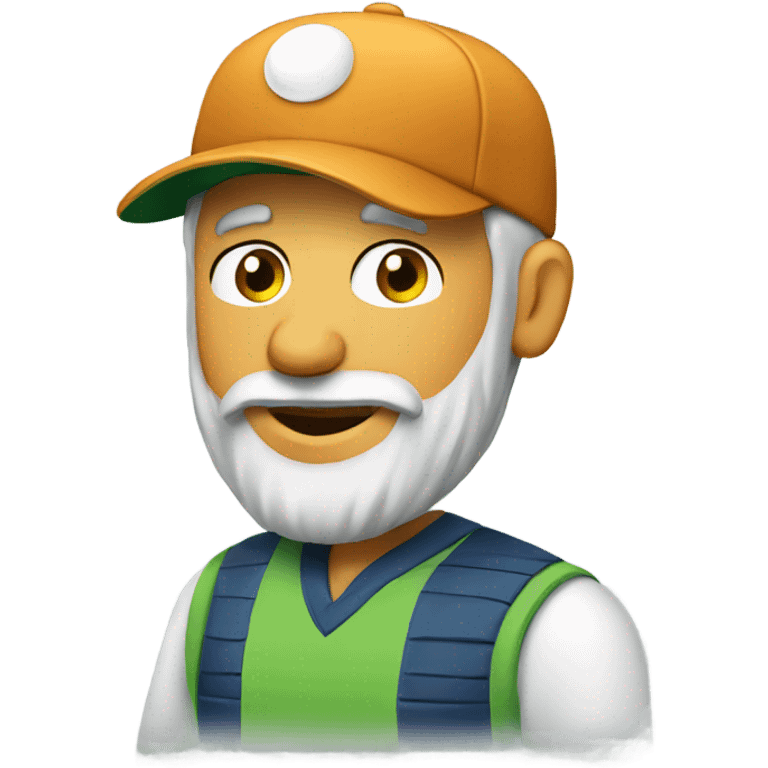 Beared man with cap playing golf emoji