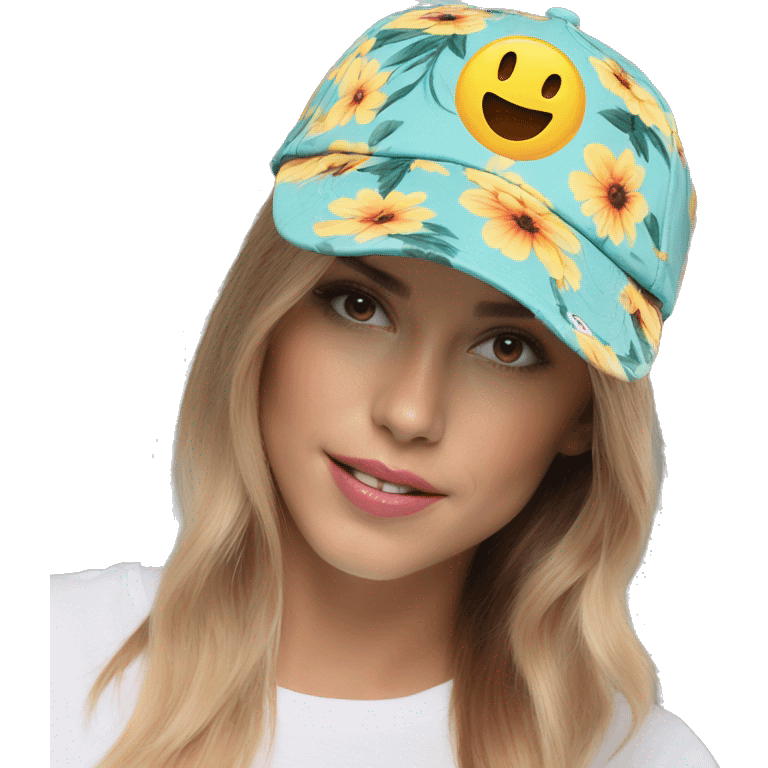 gorra con estampado de flores emoji