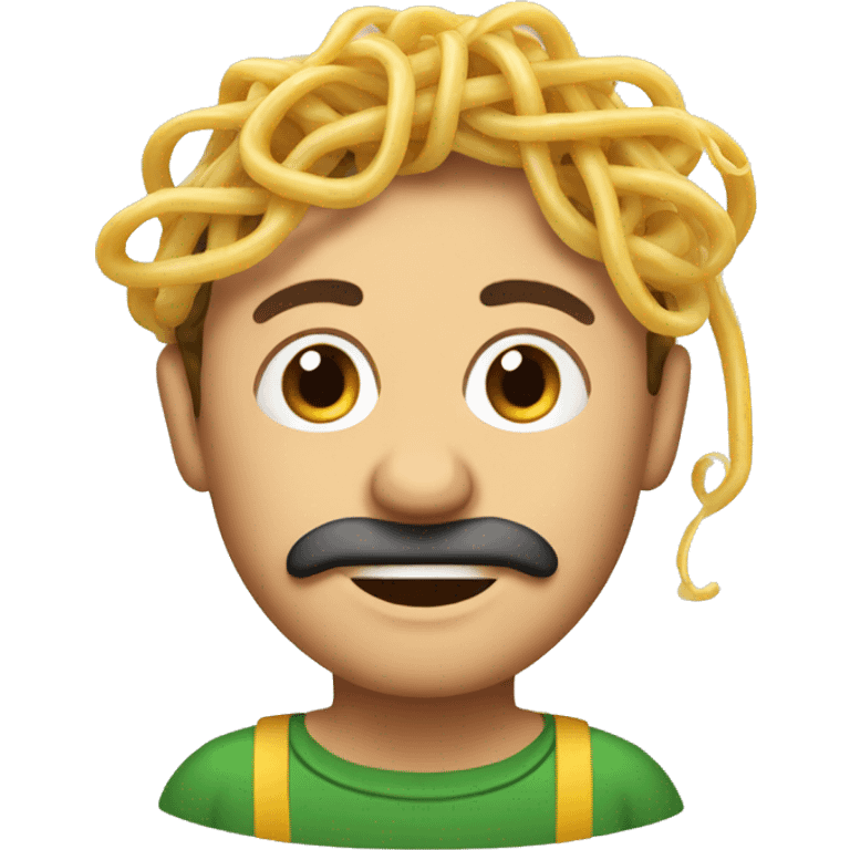 man with spaghetti as hair emoji