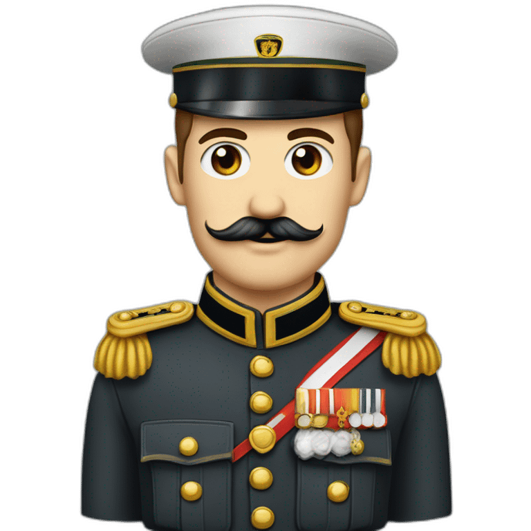 Militaire allemand portant une petite moustache carré et coiffé avec les cheveux plaqué emoji