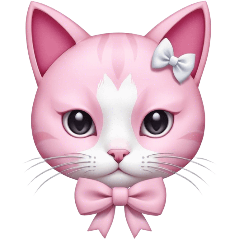 Pink cat with a white bow emoji