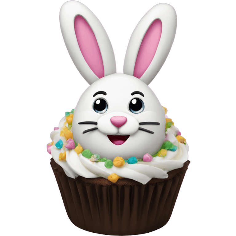 beautifully decorated Easter bunny cupcake emoji