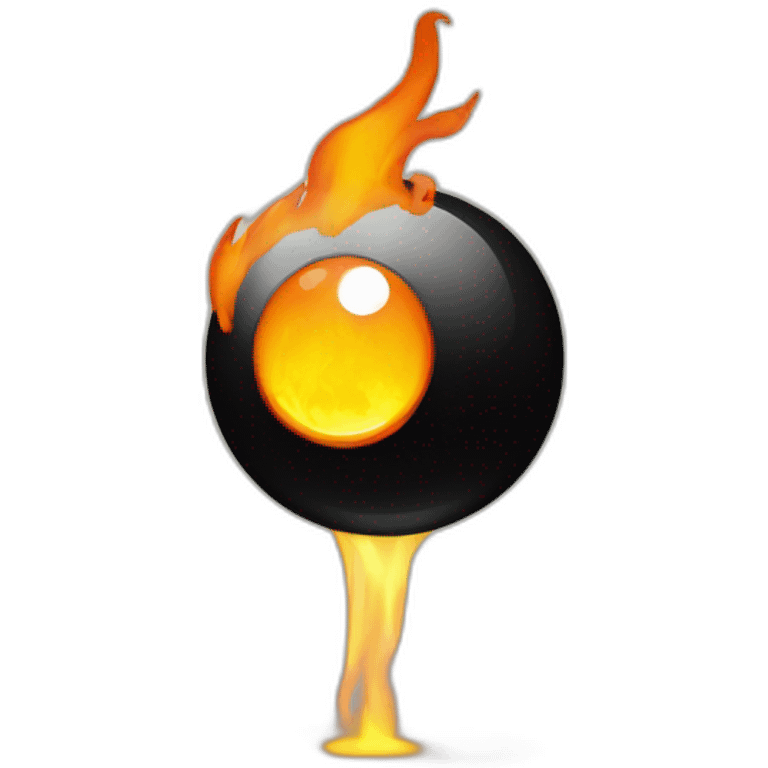 Flaming 8 ball emoji