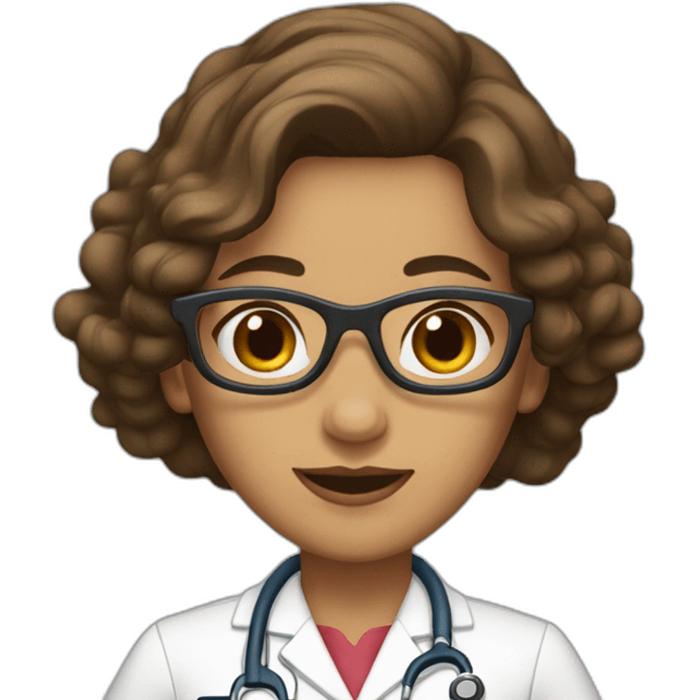 doctora con cabello castaño y largo emoji