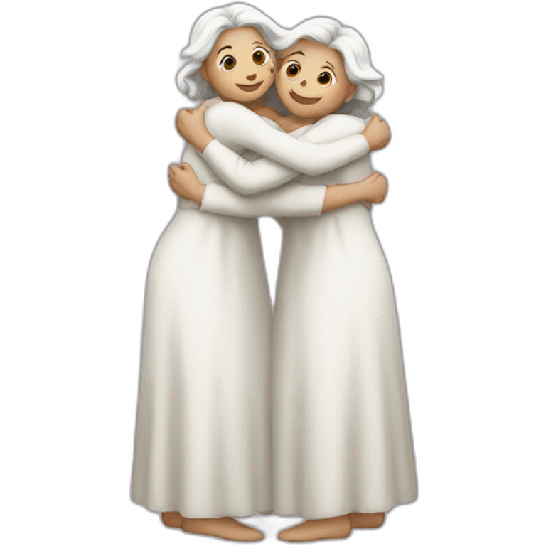 Three white sisters hugging  emoji