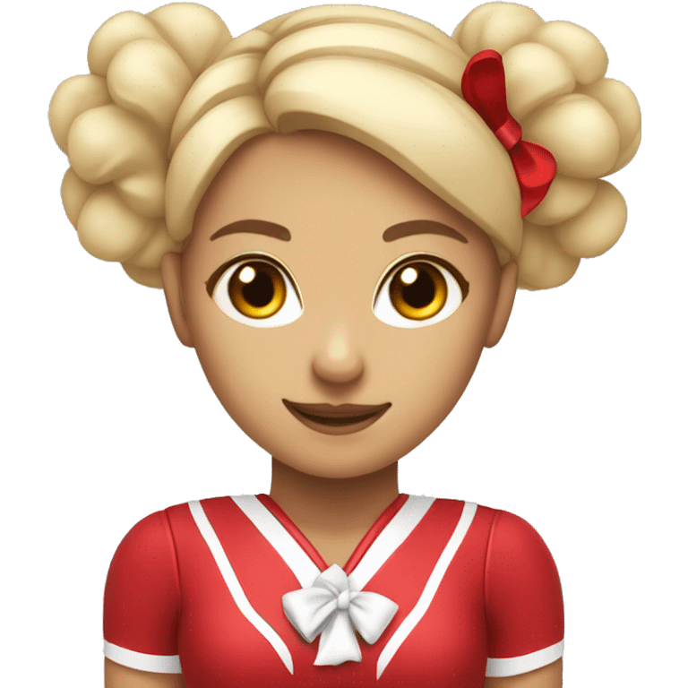 Cheerleader with red bow and Pom poms emoji