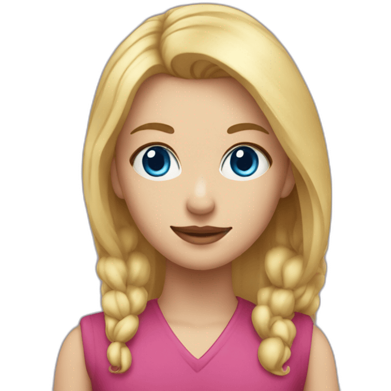 Girl with blond hair and blue eye. With red vial emoji