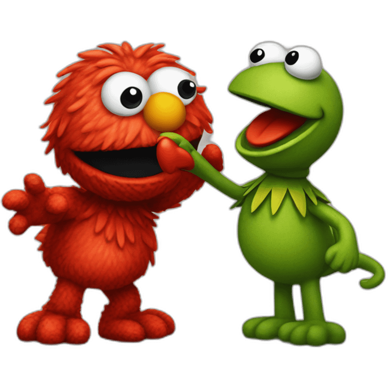 elmo fighting with pepe emoji