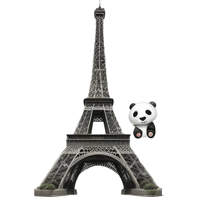 Eiffel tower with big panda emoji