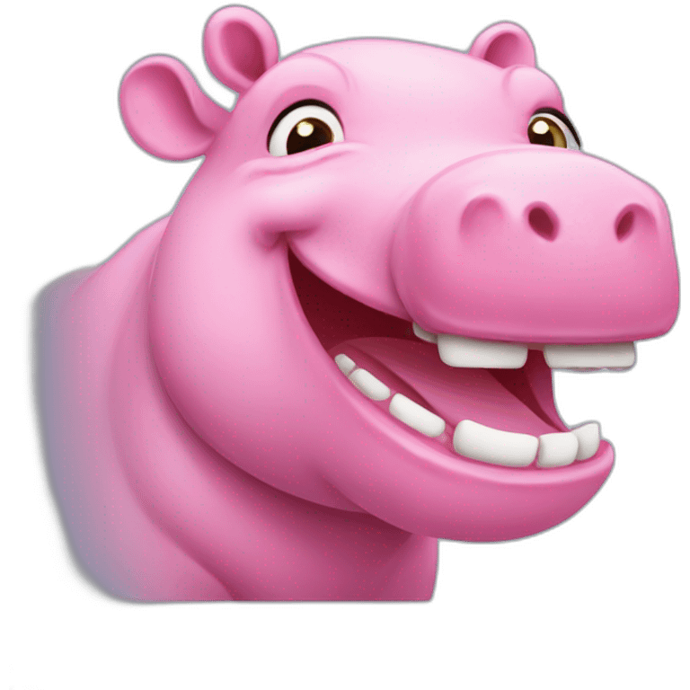 pink hippo laughing loudly emoji