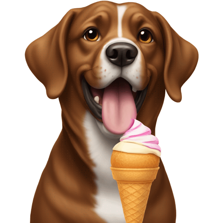 Brown dog eating an ice cream cone emoji