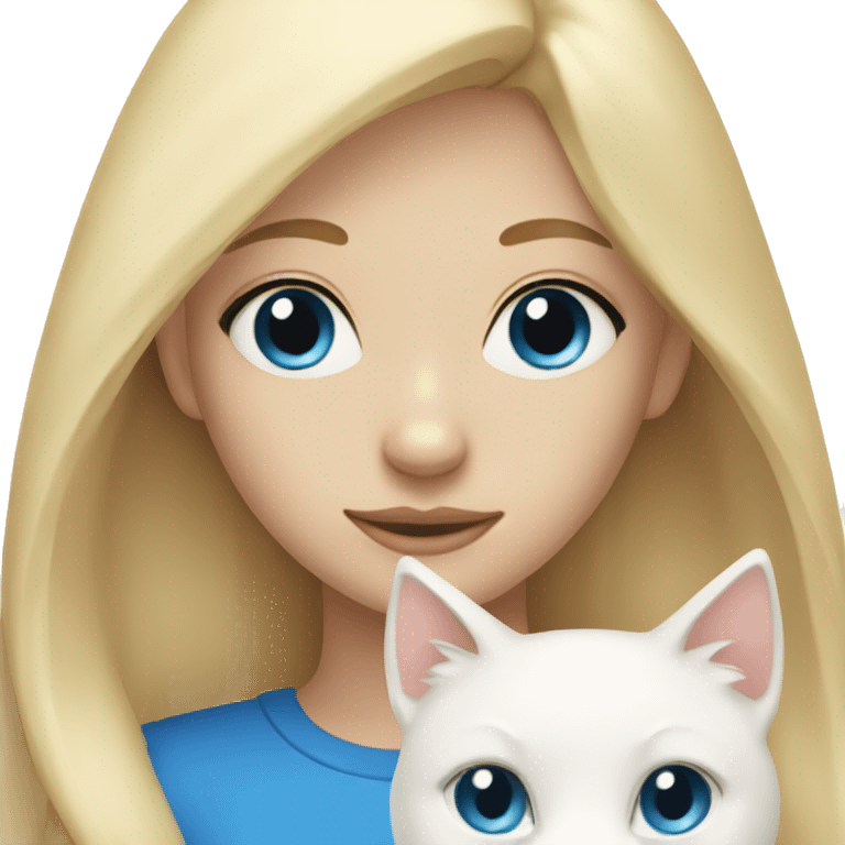 Blonde girl with 2 white cats with blue eyes  emoji