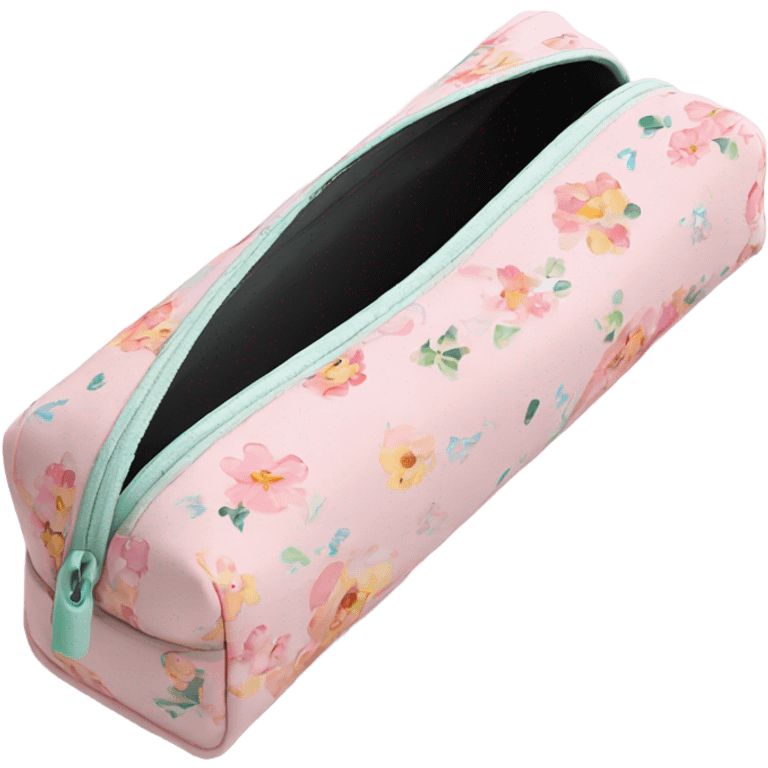 Pencil case light pink with flowers  emoji