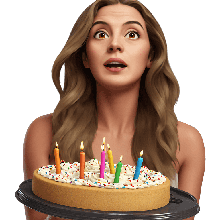 birthday girl with cake emoji