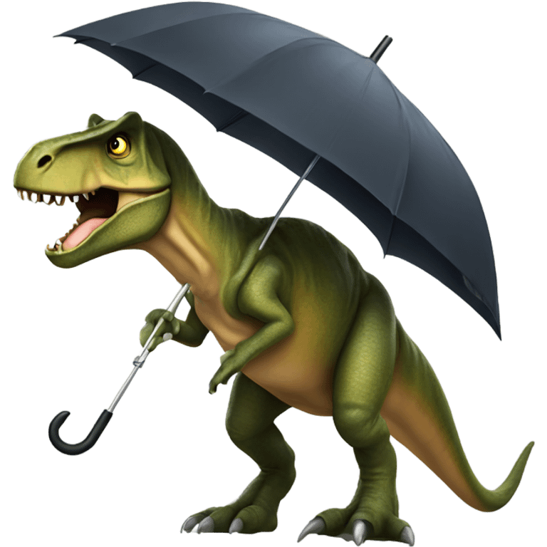 T. rex holding umbrella emoji