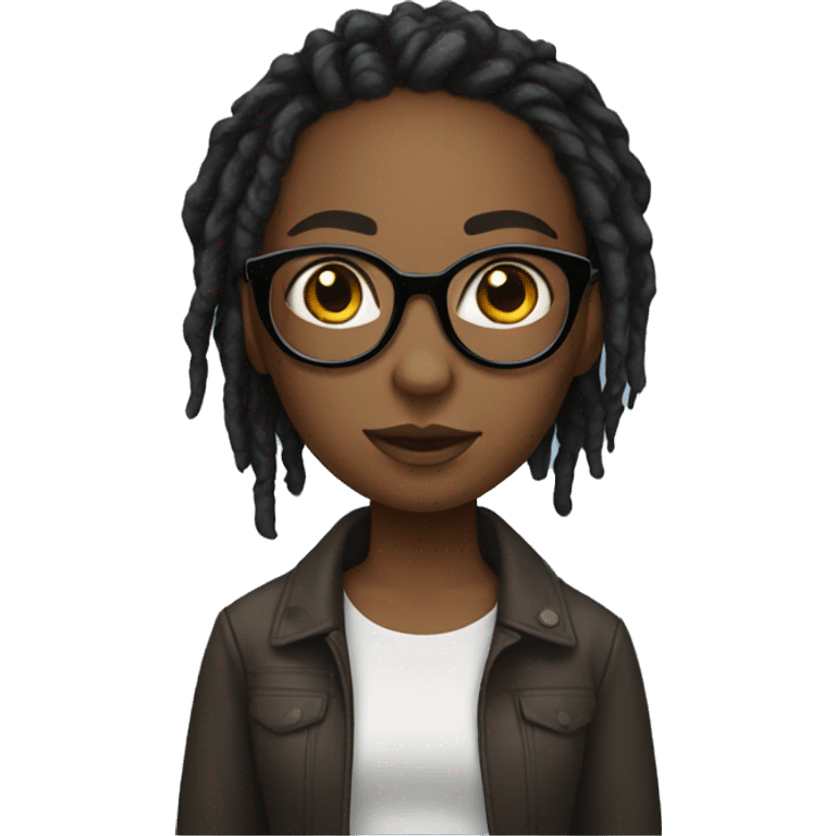 Black girl with short dreads with glasses emoji