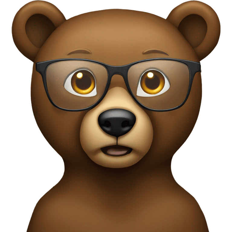 brown bear wearing round gla emoji