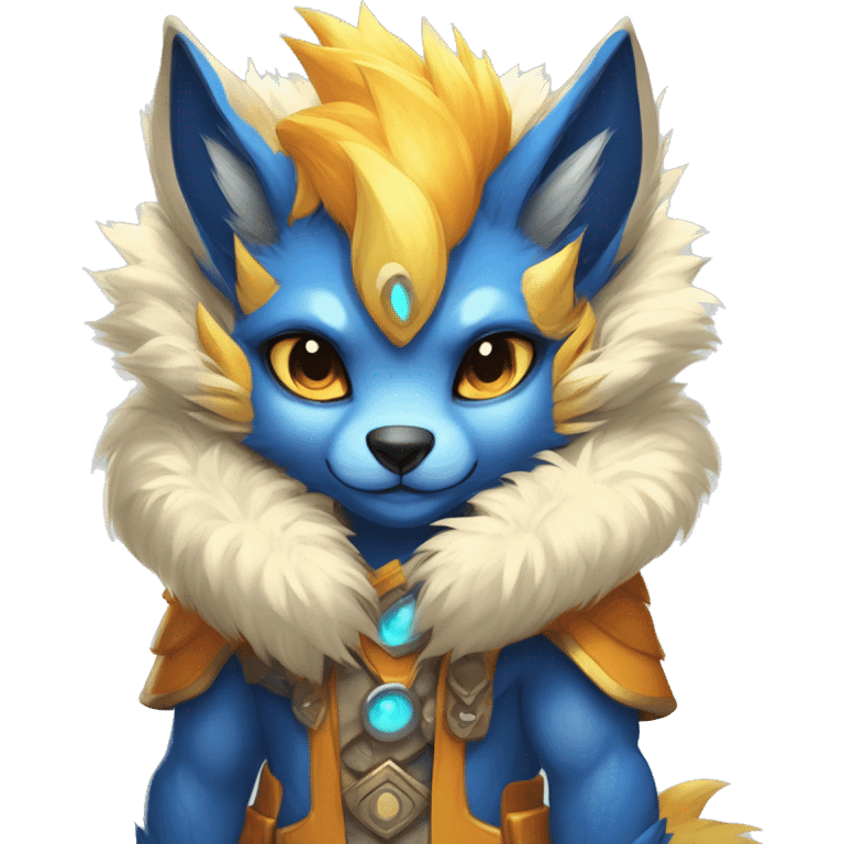 Anthro-Edgy-Cool-Blue-Yellow-Beige-Orange-Contrast-Colors-Fantasy-Fur-Sona-Chibi-Shiny-Fakémon-Hybrid full body emoji