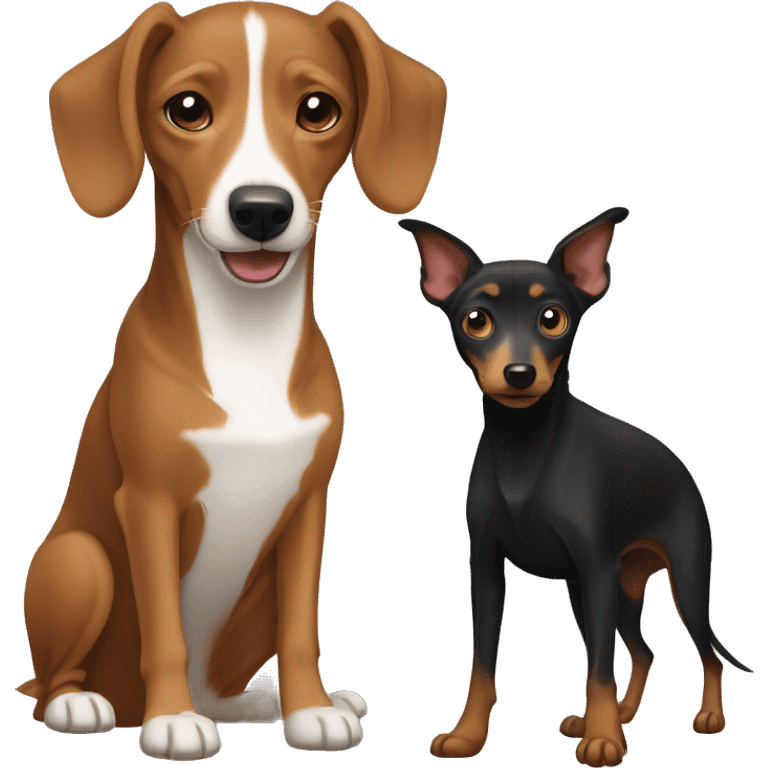 Black yorshire dog and  brown podenco dog emoji