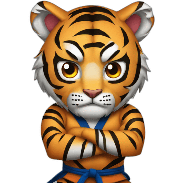 Tiger with evil face   jiu jitsu with his arms crossed emoji