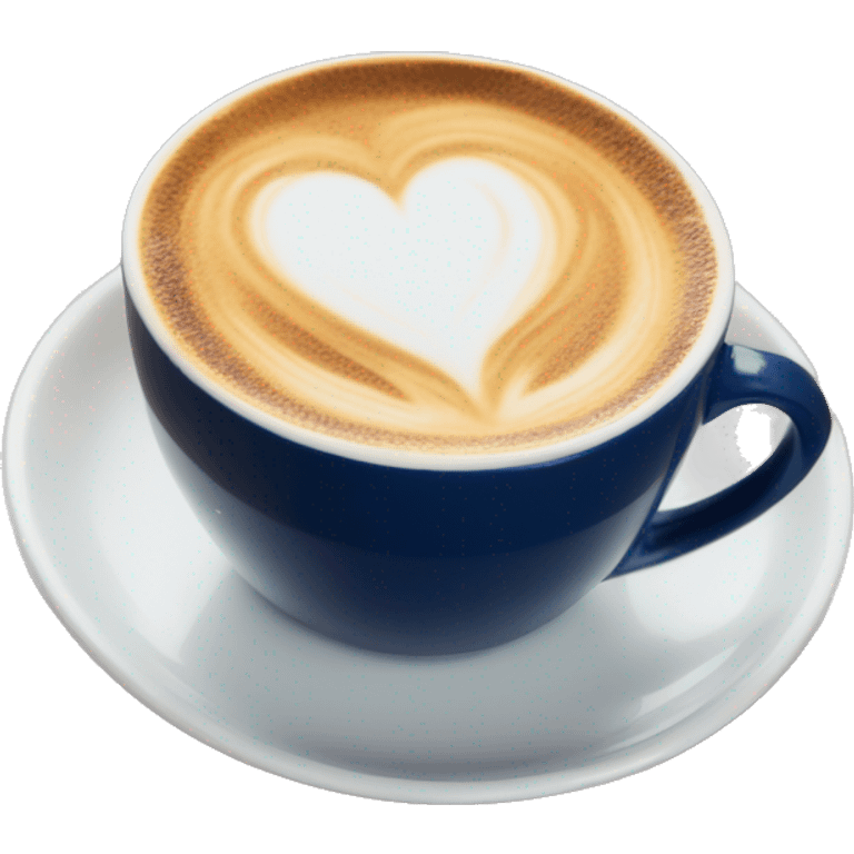  Navy blue coffee cup heart shaped latte art cappuccino emoji