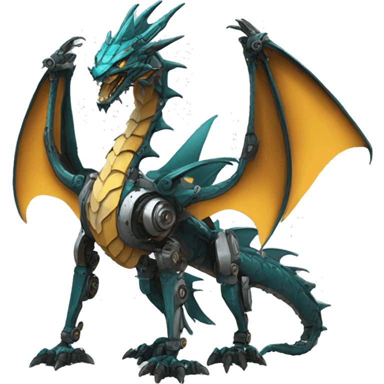 Mechanical futuristic Dragon full body emoji