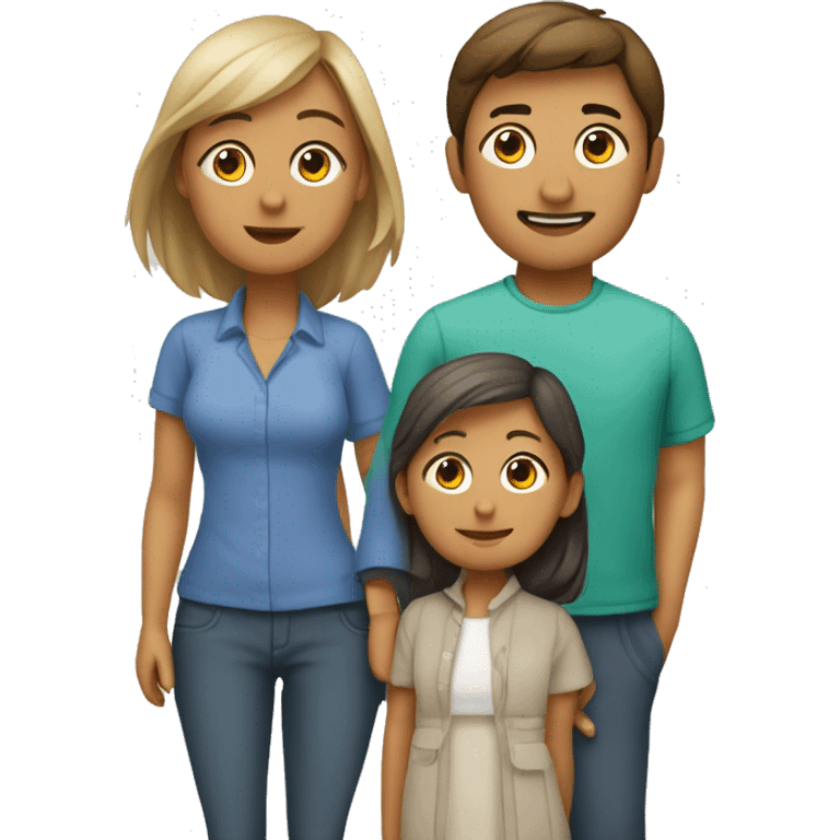 una familia de 5 personas con 2 niñas y un niño emoji