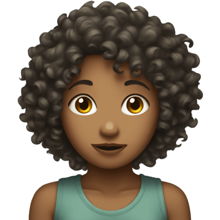 Curly haired girl hiding emoji