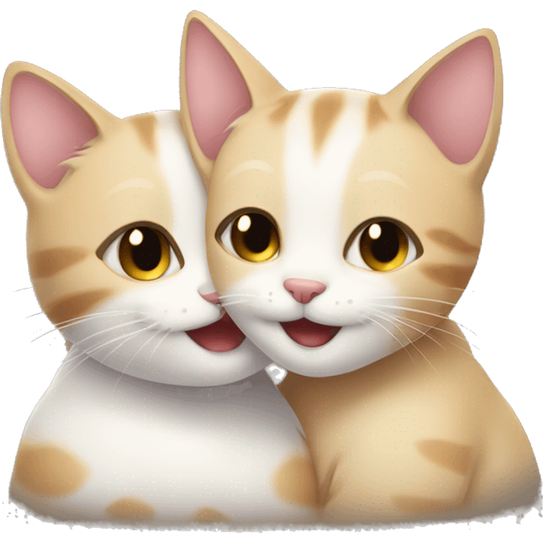 a lovely cat smiling and hugging other cat emoji