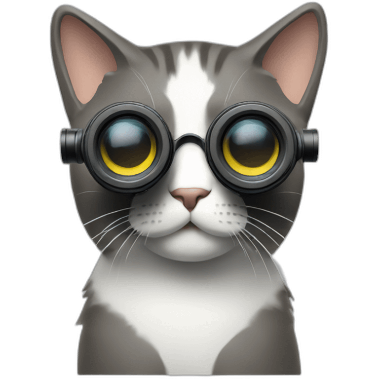 cat with binoculars looking left emoji