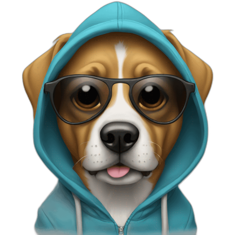 Dog wearing hoodies and sunglasses  emoji